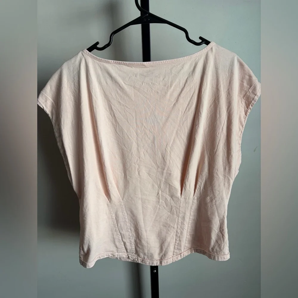 Pilcro by Anthropologie Corset Tee in Peach with Cap Sleeves - Picture 3 of 4